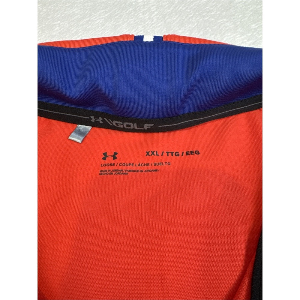 Under Armour Shirt Mens Extra Large 2XL Orange Long Sleeve Golf Polo Performance - Picture 2 of 7